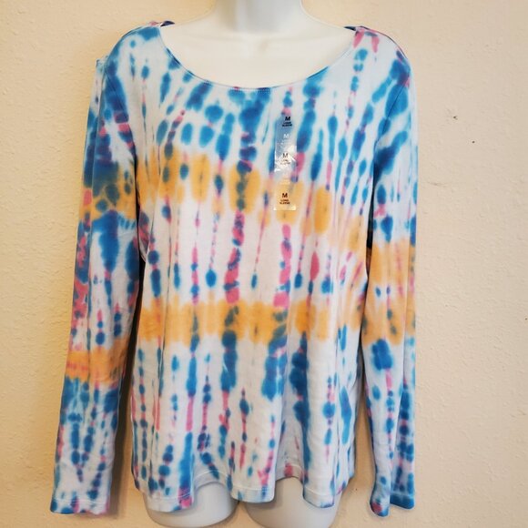 Karen Scott Women's Tie Dye Long sleeve Round neck t-shirt 100% Cotton size M. - Picture 6 of 11